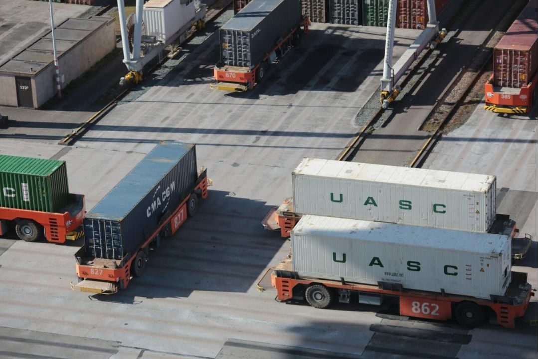 Container on flatbed